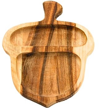 Dekohelden24 Holz Dekoschale als Eichel in Natur, Maße L/B/H 19 x 15 x 2 cm