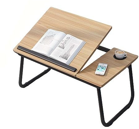 Laptop-Tablett Schreibtisch, Betttisch mit klappbaren Beinen und Getränkehalter, winkelverstellbares Mehrzweck-Betttablett für Sofa/Bett, faltbarer Betttisch zum Arbeiten, Lesen und Frühstück (Braun)