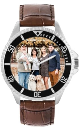 Toff London Personalisierte Fotogeschenke für Männer und Jungen, Armbanduhr mit analogem Quarzwerk, maßgeschneiderte Uhr