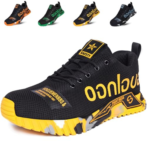 artSew Chaussures de Sécurité Homme Femme Léger,Protection en Acier Semelle Kevlar Anti-Perforation, Respirante Antidérapant, pour Chantier/Usine/Entrepôt