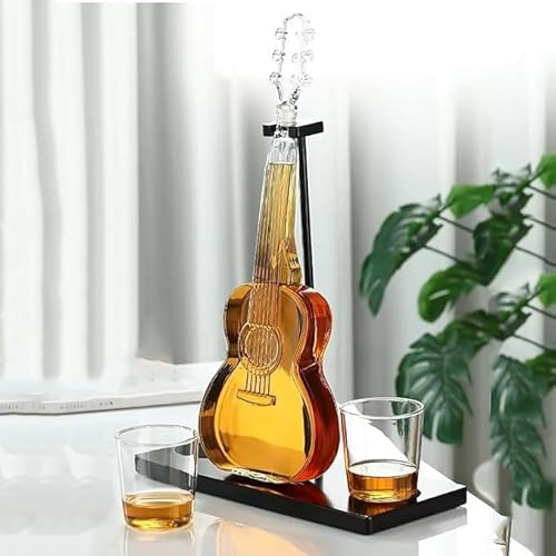 Juego de Vasos y decantador de Whisky de Lujo de 1000 ml, decantador de Guitarra Creativo con tapón, dispensador de Whisky, Regalo de cumpleaños único, Aniversario, Set de Regalo