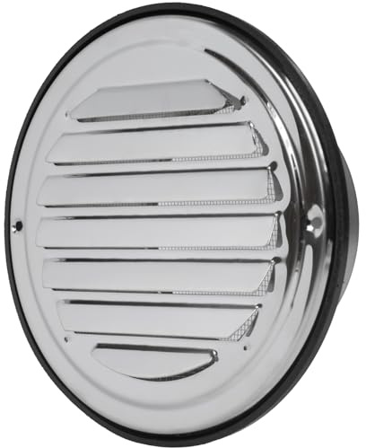 Repa Market 4 Inch (100 mm) Stainless Steel Round Air Vent Cover/Extractor Fan Vent Cover/Louvered External Vent Cover with Rubber Seal and Mesh Screen/Air Intake & Exhaust Ventilation Grill