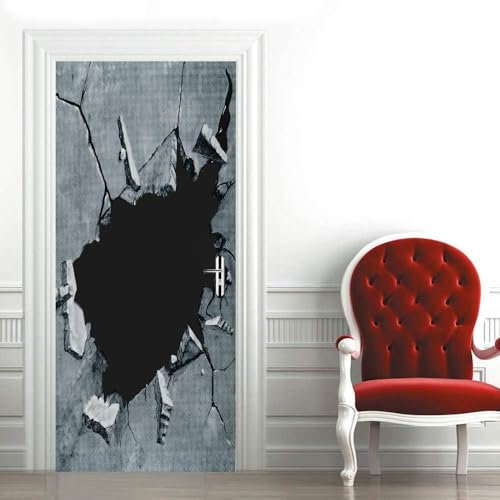 Tür Bekleben Mit Türtapete Selbstklebend Gebrochene Steinmauer Des Schwarzen Lochs 80 X 200 Cm | Tür Verschönern Mit Türfolie | Türaufkleber - Türbilder | Türposter Türklebefolie | Fotos Von -2N4O5Q2V