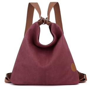 CORIOS Zaino da Donna in Tela Grande - Borsa Multifunzione a Mano, Spalla e Tracolla - Vintage Tote per Scuola, Lavoro, Viaggi e Shopping - Viola