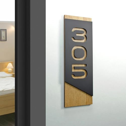 Personalisiertes Türschild aus Acryl und Holz, geprägte 3D-Nummern für Zuhause, Hotels, Büros, Türdekorationen und Wohnungen
