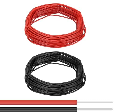 PATIKIL 2 Pcs 24AWG Cable Eléctrico Sólido Para Mejoras Del Hogar 2 Colores | 49Ft Cable De Cobre Estañado 1007 PVC Núcleo Sólido, Circuito Línea De Computadora