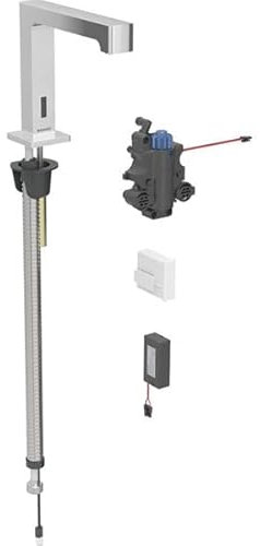 Robinetterie de lavabo Geberit Brenta, saillie 195mm, avec mitigeur thermostatique, alimentation par pile, pour boîtier de fonction encastré, 116.198.21.1, Couleur: Chromé brillant