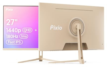 Pixio PX278 Wave Beige 27 inch 180Hz Refresh Rate Quad HD 1440p Resolution AMD FreeSync Fast IPS Panel 1ms GTG Response Time Built-in Speakers Gaming Monitor