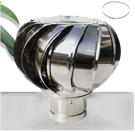 Comignoli girevoli, Aspiratore Fumi Girevole Inox Ventilatore da tetto senza alimentazione Acciaio inossidabile 304 Superficie liscia Forte carico Robusto e durevole(5.9in(150mm))