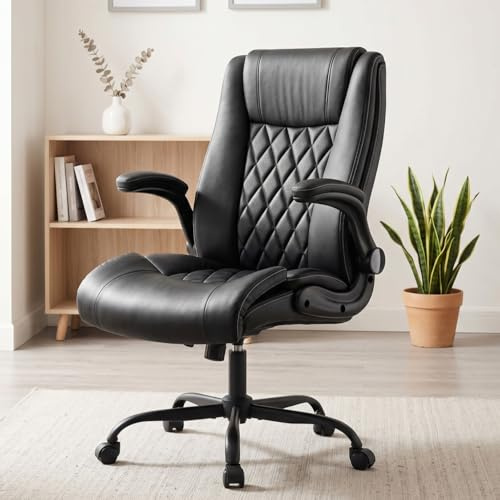 Marsail Ergonomic Mesh Office Chair High Back Desk Chair Adjustable Lumbar Support with Headrest Flip-Up Liftable Arms Swivel Computer Task Chair, Black