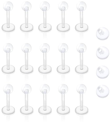 Besyvvin Läpppiercing i plast, 1,2 mm Labret 6/8/10/12 mm, flexibel akrylpiercing, läpp Helix Tragus Retainers, Plast