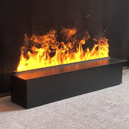 Jcgly Chimenea de Vapor de Agua, Inserto Decorativo con Llama Atomizadora 3D, Control Táctil/Remoto, Panel Superior Ultrafino de 3mm(140cm)