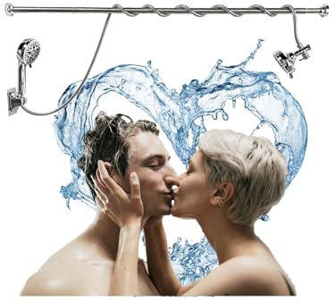 NJDQFA Multimodal Ensemble De Douche Set,Double Pommeau De Douche Réglable Barre De Douche,Colonne De Douche pour Couples