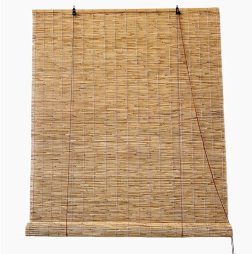 Geovne Store en Bambou Naturel,Stores Enrouleurs Filtrant la Lumière pour Intérieur/Extérieur,Rideau de Roseau Isolants Thermiques,Store Venitien Bois avec Releveur (90x200cm/35x79in)
