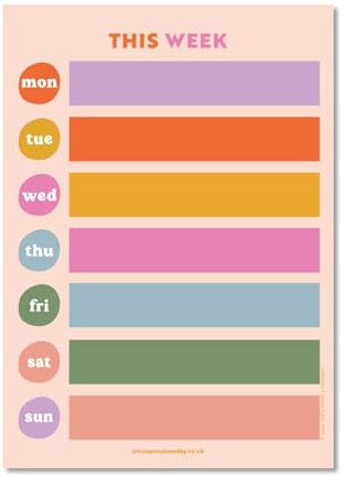 Good Tuesday - A4 Weekly Magnetic Planner - Fridge Magnet Planner in Colour Block Design - Designed for Meal Plans, Chores & Family Use - Easy WIpe Laminated Surface - Designed & Made in the UK
