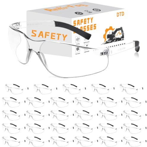 DTD Construction Safety Glasses Anti Fog Impact Resistant Scratch | Protective Eyewear with Ergonomic Design and Soft Rubber Temples, ideal for Construction Sites, Factories and Workplaces