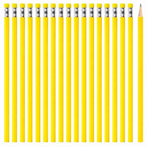 PRITOK Lot de 150 crayons en bois HB avec gomme - 18,8 cm x 0,7 cm - En bois naturel - Pour enfants, étudiants, bureau, fournitures scolaires