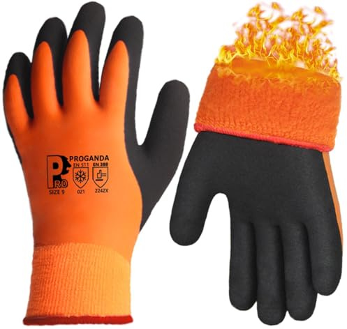 PROGANDA Waaserdichte Winter Arbeitshandschuhe Gartenhandschuhe für Herren und Damen, Fleece Liner Warme Thermohandschuhe für kaltes Wetter