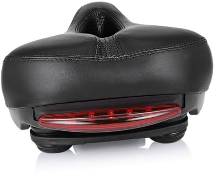 SOPOTUTU Selle de Vélo de Montagne Noire avec Coussin Creux Confortable et Lumière Intégrée Siège Extérieur et Amortissant Compatible VTT Route et Course