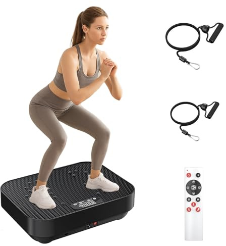 Vibration Plate Exercise Machine, Whole Body Workout Fitness Vibration Plate, Vibration Power Plate with 2 Resistance Bands, 99 Intensity Levels for Home Training, Shaping