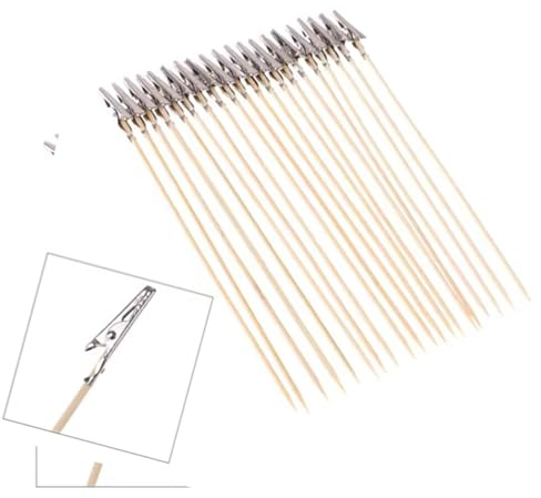 Lot de 20 pinces crocodiles en bois et métal avec support stable pour modélisme et projets artistiques