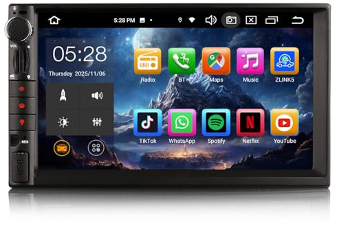 Erisin 8-Core 4GO RAM+64GO ROM Android 16 Autoradio Bluetooth 2 Din avec CarPlay Android Auto, Double Din 7 Pouces IPS HD Écran Tactile Supporte GPS Navigation DSP WiFi 4G FM RDS Radio A2DP Canbus USB
