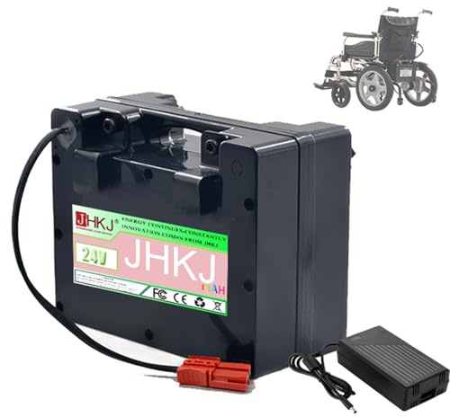 JHKJ 24V 10Ah 20Ah 30Ah Lithium Battery for Electric Wheelchair 24V 40Ah 50Ah Electric Wheelchair Battery with Built-In BMS Protection Board and Charger,Anderson,24V 20Ah