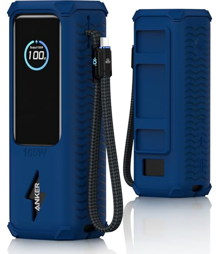 YWXTW Silicone Case For Anker 25000mAh Power Bank - Shockproof Drop-Resistant, Built-In Cable Storage | Non-Slip Grip, Hidden Dust Plug Full-Wrap Protective Cover For Anker Power Bank 165w Accessories