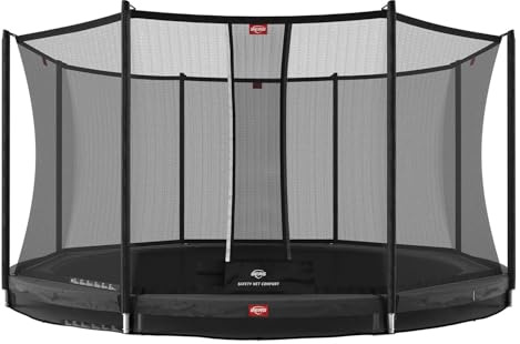 BERG Favorit InGround Gartentrampolin | Outdoor Bodentrampolin rund für Kinder | inkl. Sicherheitsnetz Comfort | AirFlow für 50% mehr Sprungkraft