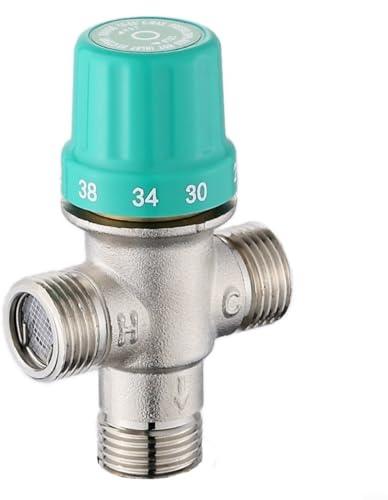 Valvola miscelatrice termostatica in rame con interfaccia da 1/2, filtro integrato e funzione di arresto dell'acqua per un controllo preciso della temperatura calda e fredda 20-65 °C in cucina o