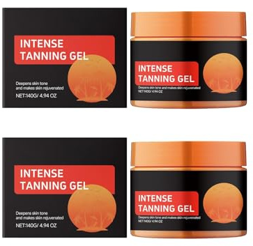 Gel bronceador intensivo, 140 g, acelerador de bronceado para un bronceado rápido con vitamina E, crema nutritiva para solarium y crema bronceadora para cara y cuerpo, maquillaje resistente al agua (2