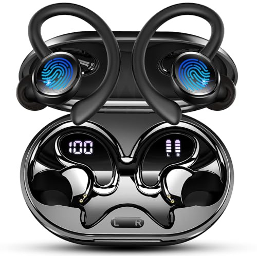 2026 Nueva Auriculares Inalambricos Deportivos, Auriculares Bluetooth 5.4 HiFi Estéreo con 4 HD Mic, 50H Cascos Inalambricos Bluetooth con Cancelacion Ruido ENC, Pantalla LED, IP7 Impermeable Cascos