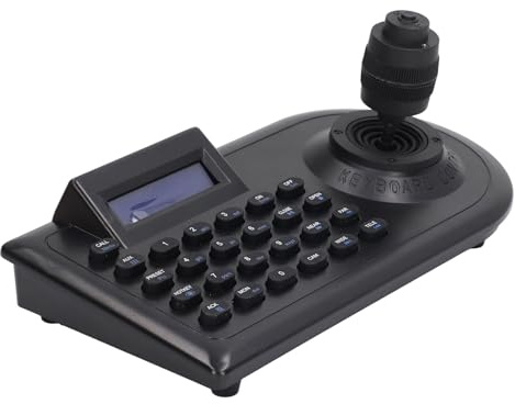 Cryfokt Controlador de Cámara PTZ, Teclado Joystick 3D con Pantalla LCD para Transmisión de Largo Alcance de 1500 M, Protocolos D P AD, Interfaz, de Conferencias de Seguridad de (Enchufe de la UE)