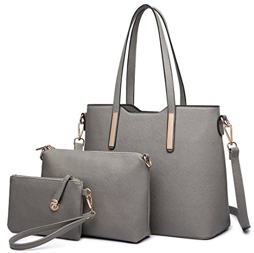 Miss Lulu Handtasche Damen Schultertaschen für Tragetasche Tote Bag Groß Henkeltasche Frauen Schulter Beuteltote Gross 3-teiliges Set