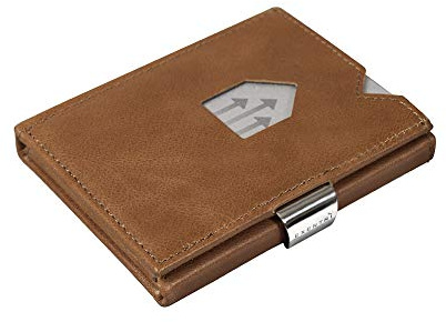 EXENTRI Leder Dreifachgefaltete Brieftasche - RFID-Schutz mit Verschlussclip aus Edelstahl