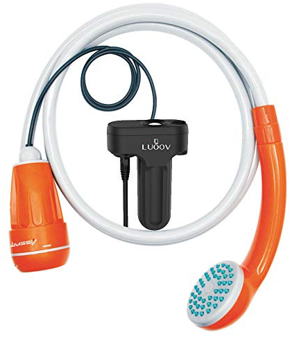 SUAOKI Outdoor Camping Dusche mit Tauchpumpe portabel 1,8 m Schlauch, USB-Kabel, 2200mAh Akku, für Outdoor, Haustier, Auto, Garten, Kfz, Wohnwagen usw
