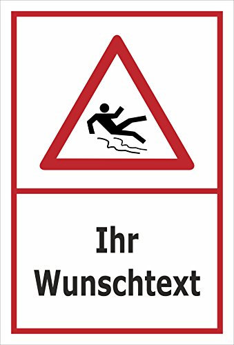 Melis-Folienwerkstatt Schild Rutsch-Gefahr Wunsch-Text - 30x20cm - Bohrlöcher - 3mm Aluverbund – 20 VAR S00018-108-B