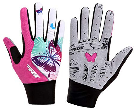 DuShow Cycling Gloves Women Full Finger Pink Touchscreen Bike Gloves Gel Padded Bicycle Long Gloves Mountain Biking Riding Gym Sport Gloves(M,Pink)