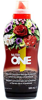 nutriONE - Abono líquido concentrado para todo tipo de Plantas y Flores. Fertilizante Premium con ingredientes naturales y resultados visibles en 7 días.