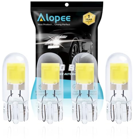 Alopee 4-Pack T10 Led Bulb White 6500K Replacement for T10 193 194 198 W5W 168 Led Bulb Automotive RV Camper Interior Lights Under Cabinet Lights DC 12V Only