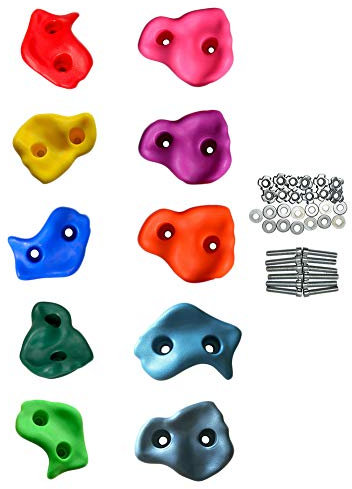 YOUCAI Klettersteine für Kletterwände Spielturm Klettergriffe Bunt Baumklettergriffe Kletterfelsen für Das Warrior Kinderkletterer D(10 Stücke)