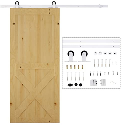HOMCOM 6FT Rustic Interior Sliding Barn Door Mounting Hardware Kit - White