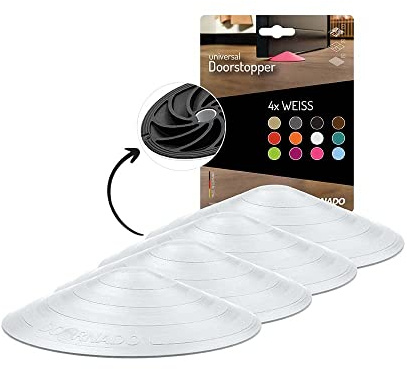 Doornado Starker Gummi Türstopper - Türhalter ohne Bohren - Für alle Arten von Türen und Böden - 118x25mm – Designpreis - Weiß