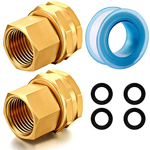 YELUN Gartenschlauch-Verbindungsstücke, aus massivem Messing, robust, -Buchse auf Doppel-Buchse, Doppel-Wasserschlauchanschluss (1,9 cm (3/4 Zoll) GHT-Buchse auf 1,27 cm (1,27 cm) NPT-Buchse), 2 Stück