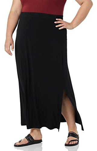 Amazon Essentials Falda Larga en Punto Ligero Mujer, Negro, XXL