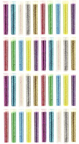 Schimmernder Glitzerpuder Glitzer-Pulver zum Basteln und Verzieren von Karten, bunter Glitter für Dekoration (Farbmix 40x 4g)