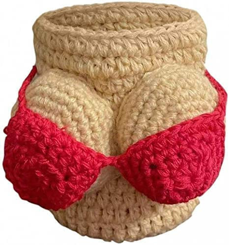 YYUNBAOFU Wine Bottle Set Suit Sexy Bikini Tops Beer Bottles Holster for Beer Bottles Personality Funny Valentine's Day Cocktail Party Holiday Outdoor Essential,Crochet Cute Durable (Red)