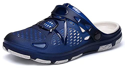 Mens Clogs Lightweight Garden Sandals Breathable Clogs for Men Summer Slippers Casual Mules Outdoor Pool Beach Yard Blue Size UK 7