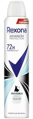 Rexona Desodorante Aerosol Protección Avanzada 72h Invisible Aqua Antitranspirante para mujer 200ml