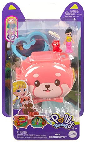 Mattel Polly Pocket Pet Connects – HKV49 – Red Panda Micro Playset – Figur + Tier + Zubehör